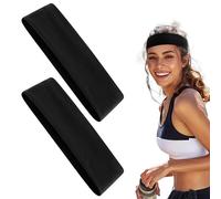 6cm Wide Stretchy Headbands for Women, Non Slip Yoga Sports Hair Bands, Soft Breathable Fabric for Workout Running Gym Makeup, Sweat Wicking Elastic Headband, Unisex (Black*2pcs)