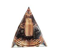 6cm Yellow Crystal Pyramid Sculpture with Gold Foil and Sacred Symbol - Resin Desktop Statue Ornaments for Office Decor, Handmade Art Decoration Pyramid for Spiritual Balance and Energy Focus