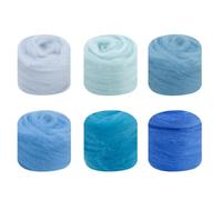 6Colors Needle Felting Wool, Wool Roving 10g*6, Felting Wool for Starter DIY Wool Crafts (Blue)