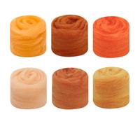 6Colors Needle Felting Wool, Wool Roving 10g*6, Felting Wool for Starter DIY Wool Crafts (Brown)