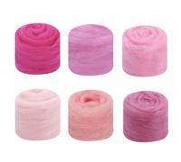 6Colors Needle Felting Wool, Wool Roving 10g*6, Felting Wool for Starter DIY Wool Crafts (Pink)