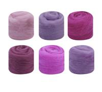 6Colors Needle Felting Wool, Wool Roving 10g*6, Felting Wool for Starter DIY Wool Crafts (Purple)