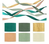 6Crepe Paper Rolls Green Brown Crepe Paper Streamers Colourful Streamers Papers Party Decorations Hanging for Wedding Anniversary Engagement Bachelorette Birthday Bridal Shower Baby Shower(4.5cm*25m)