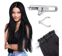 6D-1 Professional Hair Extension Gun Kit - 10-Pin No-Trace Machine for Salon Human Hair Remy Extensions with 170°C Auto Shutoff & Ceramic Tips