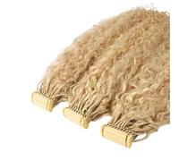 6D-2 Human Hair Extensions, Curly Wavy blonde for 6D Second Generation Hair Extensions Machine kit, Faster No Trace Real Human Hair Extensions Can be Stretched, 1 Row 5 Bundles