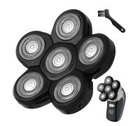 6D Blade Shaver Replacement Head Heads, Universal 6D Blade Replacement Heads for Bald Men Replacement Easy Install Electric Razor Shaver Head for Wet&Dry Head Shaver and Face, Black