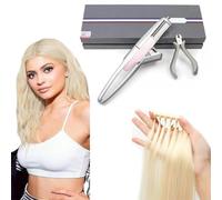 6D Hair Extension Machine Kit, 5 Pin No-Trace Hair Extensions Tool, Hair Extension Gun Professional Equipment for Salon Human Hair, Fast Installation And Removal