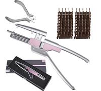 6d Hair Extension Machine W/ 40 Accessories - 5 Row Kit, 6d Hair Extension Machine Connector & Remove Plier Kit, No-Trace Extensions Tool, Fast Heating Brown
