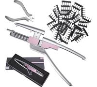 6d Hair Extension Machine W/ 40 Accessories - 5 Row Kit, 6d Hair Extension Machine Connector & Remove Plier Kit, No-Trace Extensions Tool, Fast Heating Black