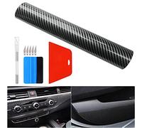 6D High Glossy Carbon Fiber Vinyl Wrap 30 * 300CM Self-adhesive Bubble-free Waterproof Wrap Roll Contain Installation Tool Set for Car Interior, DIY Motorcycles and Laptop