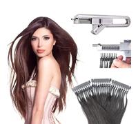 6D Professional Human Hair Extension Machine Kit, 20 Minutes Quick Feather Extensions For Seamless Hair With Tongs, No-Trace Hair Extensions Tool, Does Not Hhurt Hair for Salon Human Hair