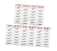 6D Waterproof Black Eyebrow Stickers 5pcs Realistic Temporary Eye Brow Transfer Stickers for Women Natural Looking Adhesive Imitation Eyebrows for Makeup