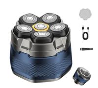 6D Waterproof Head Shaver Kit for Bald Men, 6D Rotary Magnetic Electric Razor, Magnetic Floating Head, Wet and Dry, Easy to Clean, Travel Essentials (Blue)