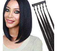 6D2 Black,10in,6D-1 Human Hair Extensions Blondes, 40G, Human Hair Wig Bundles, Can Be Dyed/Bleached, No Trace 6D First Generation Hair Extensions for 6D Hair Extensions Tool