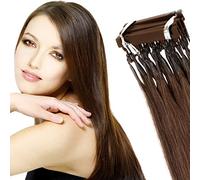 6D2 Brown,14in,6D-1 Human Hair Extensions Blondes, 40G, Human Hair Wig Bundles, Can Be Dyed/Bleached, No Trace 6D First Generation Hair Extensions for 6D Hair Extensions Tool