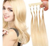 6D2 Gold,18in,6D-1 Human Hair Extensions Blondes, 40G, Human Hair Wig Bundles, Can Be Dyed/Bleached, No Trace 6D First Generation Hair Extensions for 6D Hair Extensions Tool
