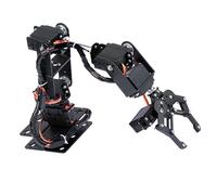 6DOF Robot Arm Kit, Flexible Mechanical Claw Gripping Manipulator for College Teaching Production Black Metal Gear 6 Servo Motors 4.8V to 7.2V