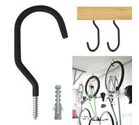 6er Pack Bike Hooks for Garage Wall,Heavy Duty Bicycle Hangers for Hanging, Wall Mount Bicycle Storage for Ceilings, No Drill Large Ceiling Hooks for Hanging Plants (Black)