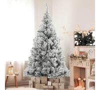 6ft/1.8m Artificial Christmas Tree,White Flocked Artificial Christmas Tree Snow Christmas Holiday Pencil Tree, Winter Party Decoration with Branch Reinforced Metal Base and Easy to Assembly (white)