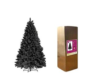 6ft/1.8m Black Bushy Imperial Pine Artificial Deluxe Christmas Tree Hinged Branches 730 Pencil Point Tips with Metal Stand Xmas Home Decorations