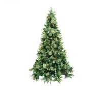 Shatchi 6FT Californian Boulder Bushy Look Luxurious Forest Green Artificial Christmas Tree Pine Cones Hinged Branches Shatchi Green 6ft