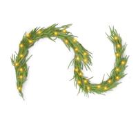 6FT/1.8M Norfolk Pine Christmas Garland with Lights,Fireplace Artificial Xmas Cedar Garland for Stairs Front Door Porch Mantel Holiday New Year Winter Railings Garden Gate Home Decor Decoration