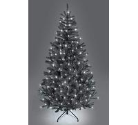 6ft/1.8m Pre-Lit Artificial Christmas Tree Alaskan Pine Black 550 Tips - 160 Cool White LEDs Metal Stand Xmas Home Decorations