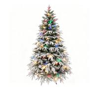 6ft/1.8m Pre-Lit Artificial Christmas Tree Lapland Fir - 260 LED Multicolour Lights, Snow Flocked 935 PE/PVC Tips, Snowy Bushy Hinged Branches, Metal Stand for Xmas Home Decorations