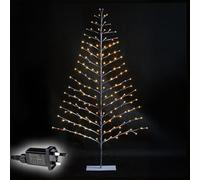 6Ft/1.8m Pre-Lit Brown Snowy Twig Christmas Tree - 168 Warm White Micro LEDs Twinkling Cool White Lights - Mains Operated - Indoor/Outdoor Birch Tree Xmas Home Light Decoration