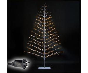 6Ft/1.8m Pre-Lit Brown Snowy Twig Christmas Tree - 168 Warm White Micro LEDs Twinkling Cool White Lights - Mains Operated - Indoor/Outdoor Birch Tree Xmas Home Light Decoration