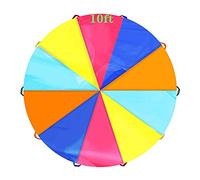 6ft, 10ft, 20ft Play Parachute Kids Rainbow Parachute Toy, Parachute for Kids with Handles, Outdoor Indoor Play Equipmen Lawn Games Picnic Blanket Mat