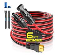 6FT 12AWG XT60 Solar Charging Cable, GIBBAB Solar Panel Connector to XT60 Extension Charge Adapter Cable with Caps & Wire Ties for LiFePO4 Battery RV Portable Power Station Ecoflow Generator