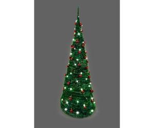 6ft (180cm) B/O Prelit Red Baubles Decorated Pop Up Christmas Tree