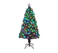 6Ft/180cm Fibre Optic Christmas Tree with Star Topper - Diamond LED Lights Decorations - Pre-Lit Green Artificial Xmas Tree - Multicolor Changing Lights