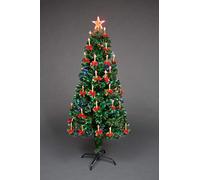(6Ft) Candle & Bow Ornaments Fibre Optic Christmas Tree LED Pre-Lit
