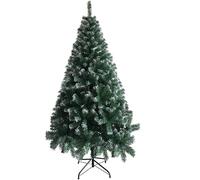 6Ft/180CM Green Christmas Tree with White Snowflakes - 650 Tips Artificial Beauty. Sturdy Metal Stand, Easy Assembly. Realistic and Lifelike, Create a Warm and Festive Atmosphere for Home Decor