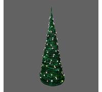 6Ft/180cm Prelit Pre Decorated Pop up Christmas Tree Xmas Home Indoor LED Warm White Lights Silver Baubles Decorations