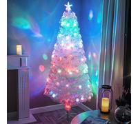 6Ft (180Cm) White Irridescent Fibre Optic Christmas Tree With Multicoloured Led Lights