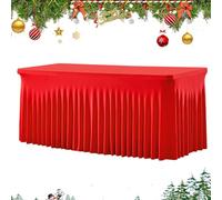 6ft / 182cm Red Table Cloth, Red Christmas Table Skirt, Tables Decoration, Waterproof Festive Tablecloths For Christmas, Valentines Day, New Years, Bar, Prom, Birthday Party Decorations