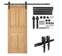 6FT 183cm Heavy Duty Black Sliding Barn Door Hardware Track Kit for Single Wood Door, Fit 91.5cm Wide Door, Carbon Steel