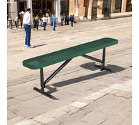 6FT & 4FT Heavy Duty Green Steel Outdoor Park Bench, Weatherproof Backless Design, Ideal for Sports Fields, Commercial Use, Shopping Malls, Patios & Gardens