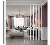 6ft-8ft Tall White Wooden Room Divider Panels - Floor to Ceiling Partitions Modern Slatted Design for Elegant Space Separation Decorative Column for Entrances 1PC
