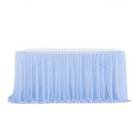 6FT/9FT Cow Blue Glitter Pearl Chiffon Table Skirt Ruffled Gauze Dining Decor for Weddings Parties Banquets and Desserts 77x183cm Perfect Table Cover!