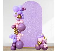 6FT Arch Backdrop Mermaid Purple Sequin Cover Round Top Chiara Background for Party Ceremony Birthday Home Decorations