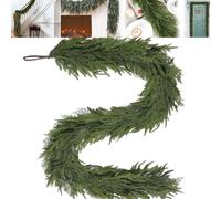 6FT Artificial Cedar Garlands -Realistic Touch Winter Greenery, 5/6/7/9 FT Artificial Pine Cypress Vines Wreath for Home Mantle, Indoor Outdoor Christmas Decor (2.7m/9ft)