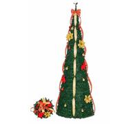 6ft Artificial Christmas Tree, Fully Decorated Pop Up Tree with Red and Golden Ornaments, Easy Setup, Space-Saving Design