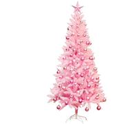 6Ft Artificial Christmas Tree Hinged Spruce Unlit Christmas Tree Indoor Christmas Decorations Easy To Assemble 600 Branch Tips With Metal Stand-Pink 6Ft (180Cm) (6.8Ft(210Cm)) (4Ft(120Cm)) (4ft(1