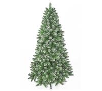 6Ft Artificial Christmas Tree, Snow Flocked Slim Xmas Tree with PVC Branch Tips, Metal Hings & Foldable Base, Ideal for Holiday Home Office Party Decor,7FT
