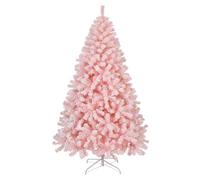 6ft Artificial Christmas Tree with 800 Tips & 100 LEDS Lights - White Pink Red Xmas Tree with Foldable Metal Stand for Home/Office Holiday Decoration Indoor & Outdoor (Pink)