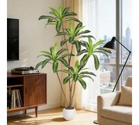 6Ft Artificial Dracaena Tree In Pot, Fake Tropical Floor Plant For Balcony